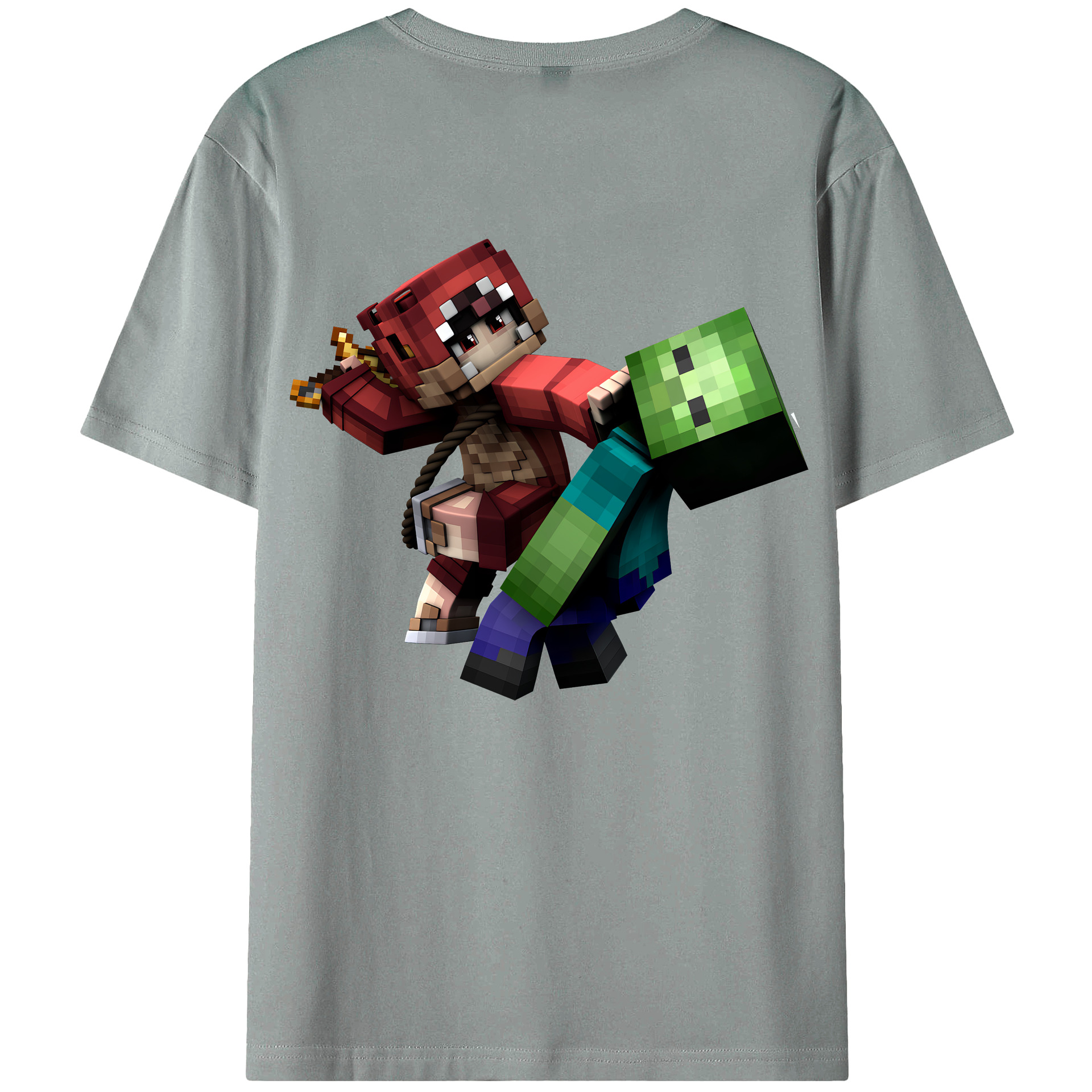 （画像用） マインクラフト ブロックの世界 Minecraft MC Block world 綿100％ メンズ半袖Tシャツ（バックプリント） 通気性